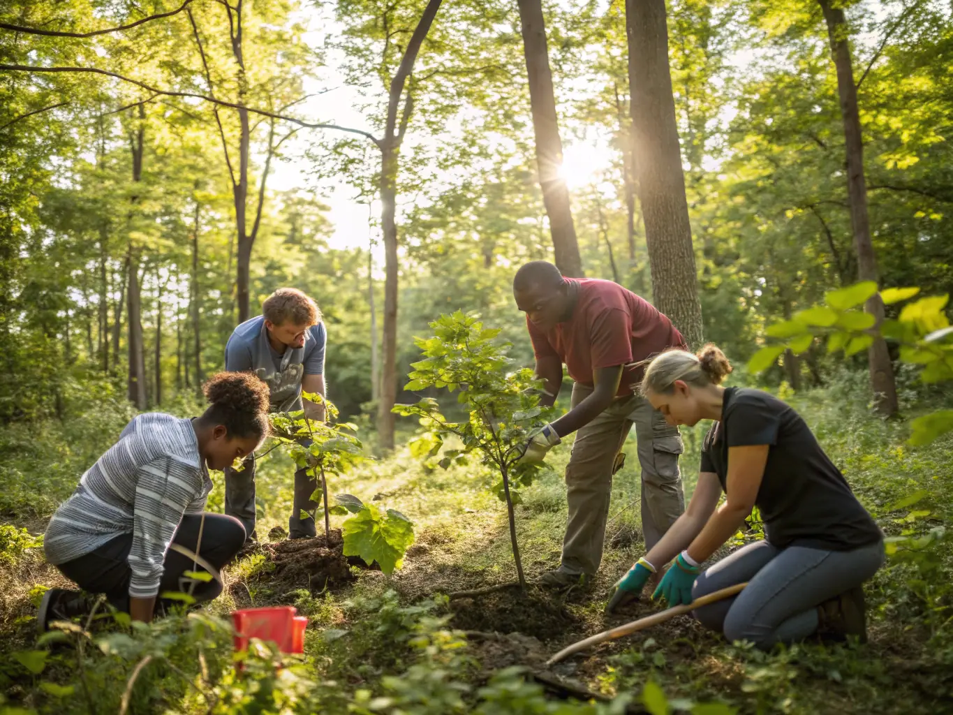A group of hikers participating in a trail maintenance activity, emphasizing CRPM's commitment to environmental stewardship and community involvement.